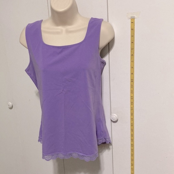 COLDWATER CREEK Camisole Tank Top Purple Lilac Stretch Lace Women Medium 10 12 - Picture 2 of 16